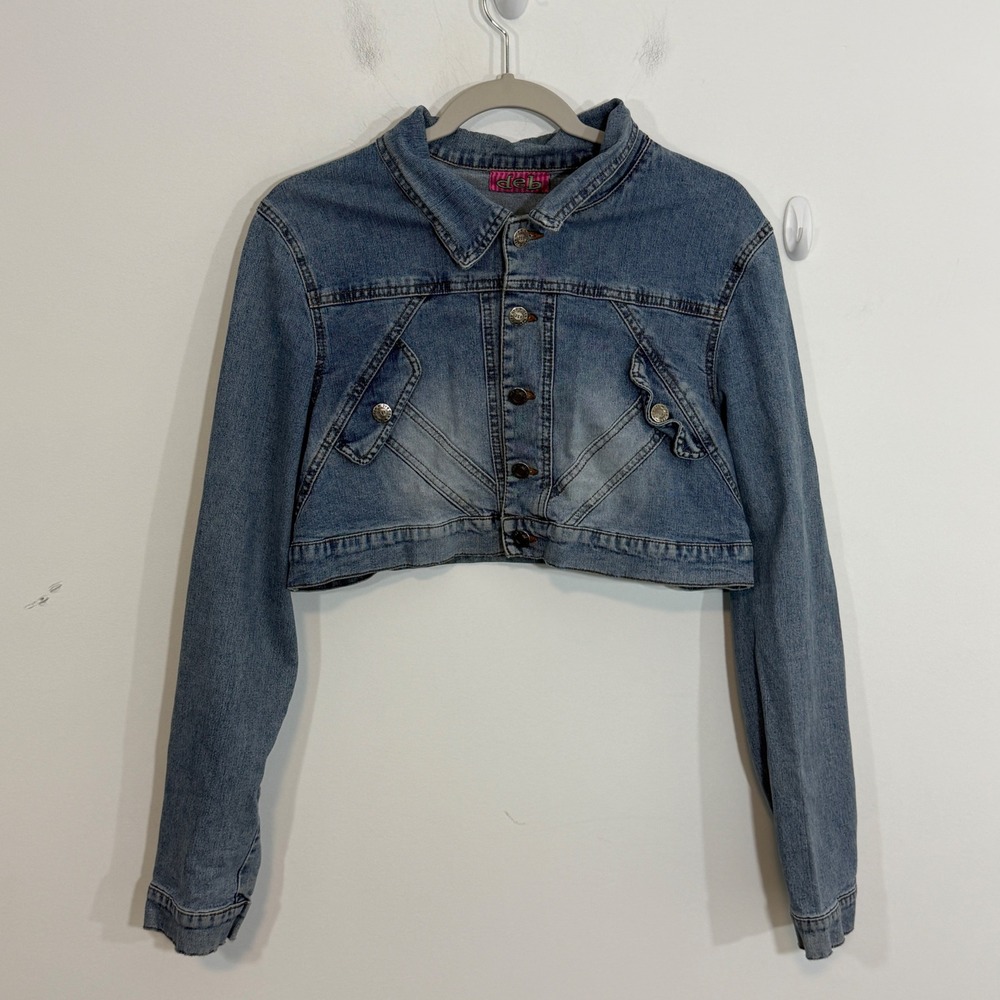Deb Womens Cropped Denim Jacket 3X Blue Y2K Streetwear Jean Trucker